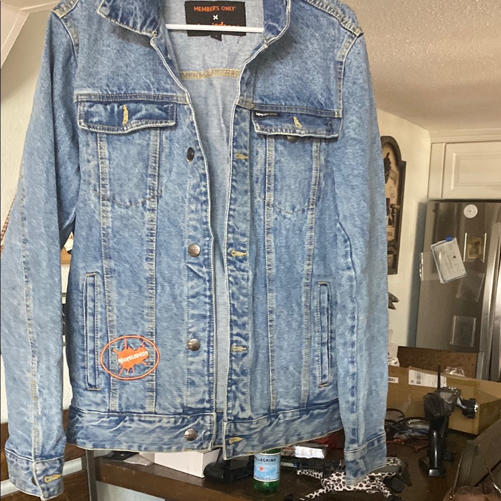 Blue Denim Jacket with Orange Patch